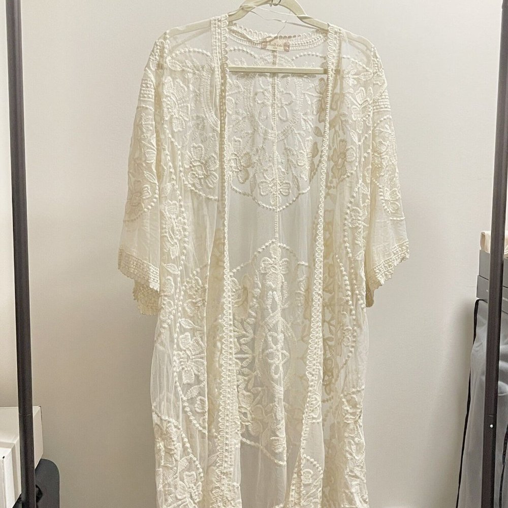 ALTAR D’STATE Natural Beige Virginia Kimono Women Small Medium | Boho Chic Flowy